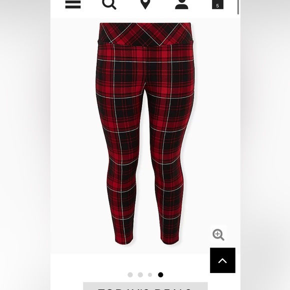 NWT torrid Studio Ponte Slim Fit Red Plaid Pull-On Pixi Pant, size 1 (14/16) - Picture 3 of 7
